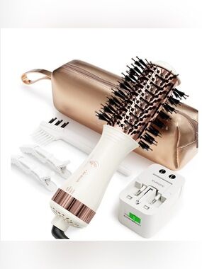Travel Blowdryer Hot Air Brush Nano Titanium Volumizer 120-240 Volt - 2” OVAL